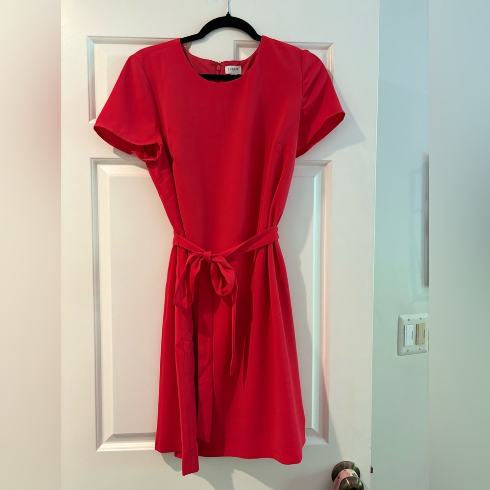 Jcrew - Red Belted Suiting Dress - Size 10 - EUC